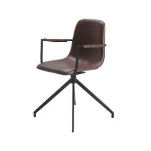 Simple Design PU Upholstered Black Painted Legs Dining Chair