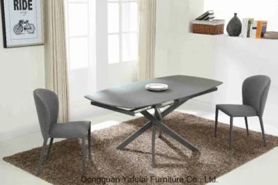 Hot Selling Extension Oval Grey Glass Home Dining Table