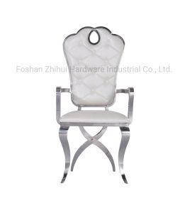 High Back Bottom Decoration Stainless Steel Dining Chair Sliver Color