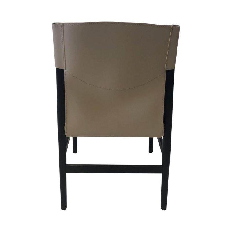 Special Design Leather Back Fabric Upholestered Seating Wooden Frame Restaurant Dining Chair