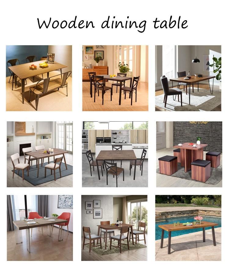 Modern Furniture Home Dining Table European Modern Wooden Table Iron Legs Dining Table
