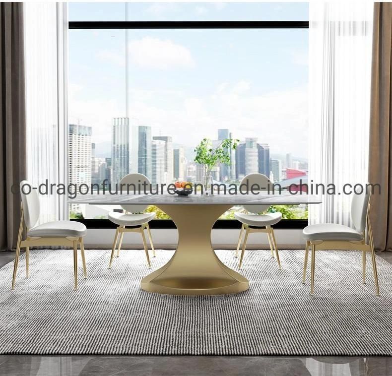 2021 New Design Unique Frame Dining Table with Marble Top