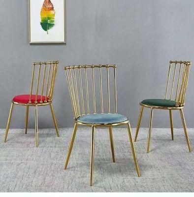 New Design Home Furniture Living Room Chair Metal Legs Dining Chair Velvet Fabric