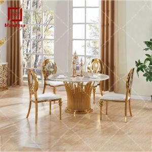 Modern Style Gold Stainless Steel Base Marble Round Dining Table for Home Furniture or Wedding