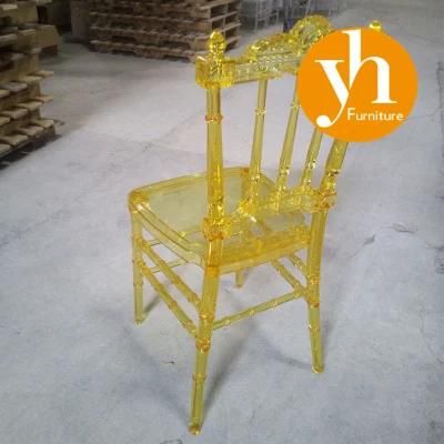 Dining Furniture Wedding Polycarbonate Resin Napoleon Clear Amber Gold Chair