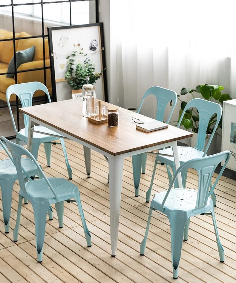 Metal Tolix Chair Modern Furniture Dining Chair with Wood Seat