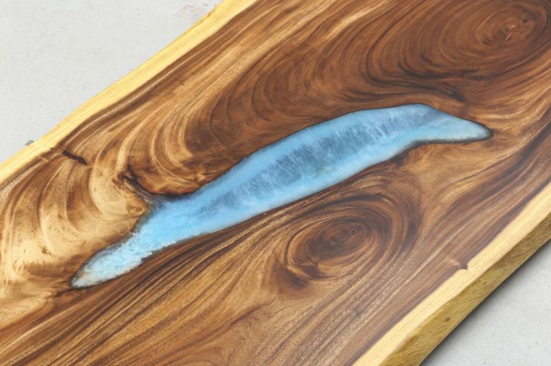 Cheaper Walnut Wood Slab Clear Transparent Coffee Dining Table