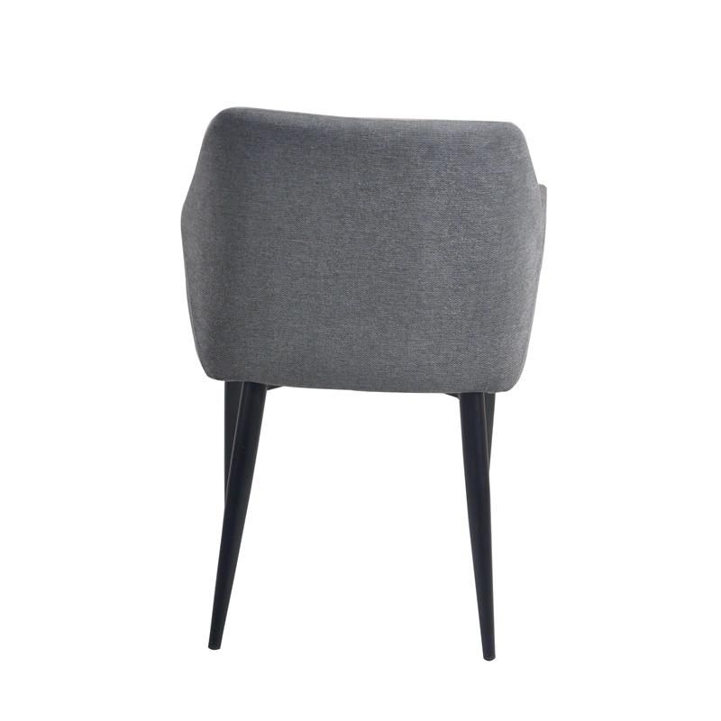 High Quality Dining Furniture Home Kitchen Fabric Gray Dining Chairs with Black Legs