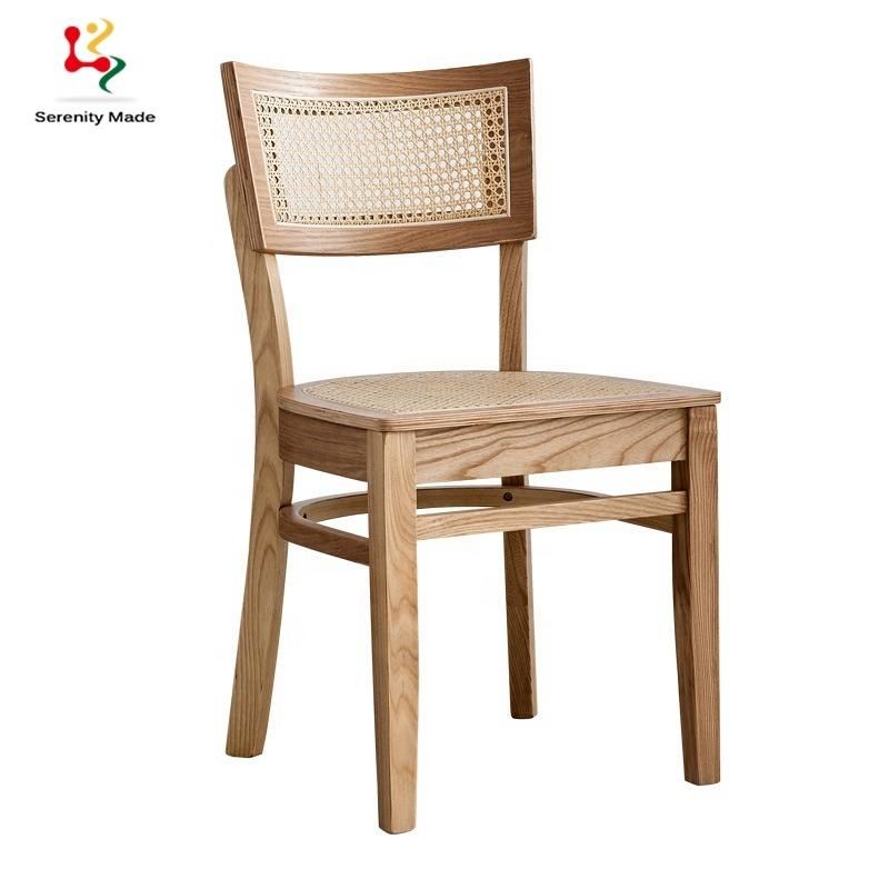 Vintage Event Furniture Hotel Coffee Shop Restaurant Living Room Rope Wood Frame Rattan Backrest Dining Chair