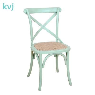 Kvj-6005 Green Rattan Seat French Style Crossback Chair