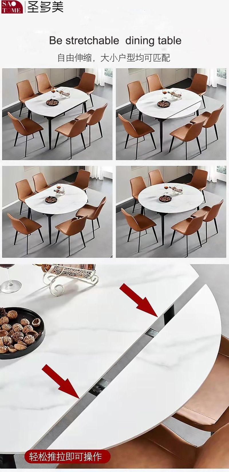 Modern Design Space Saving Square Round Combination Dining Table