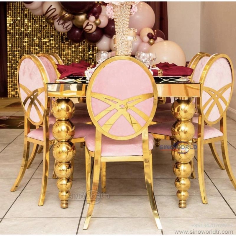 Sinoworld Gold Luxury Gold Stainless Steel Wedding Chairs Banquet Chair Party Wedding Table Chair