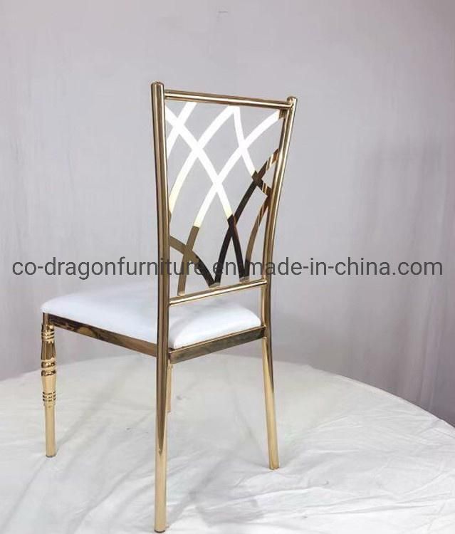 Modren Luxury Wedding Furniture Leather Dining Chair with Metal Legs