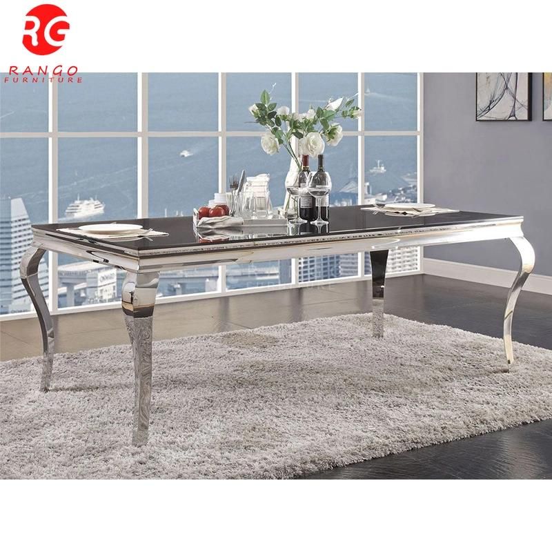 Stainless Steel Dining Table Set 6 Chairs Marble Dining Tables for Dining Room