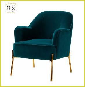 Living Room Furniture Gold Metal Frame Velvet Lounge Single Sofa Chair