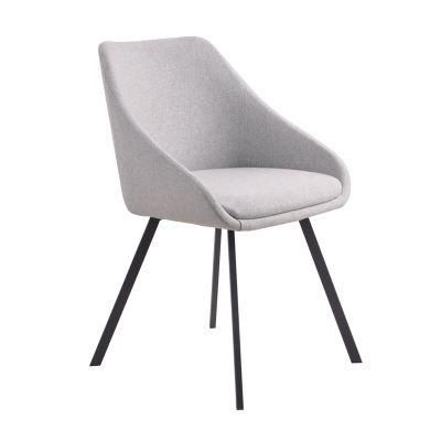 High Quality Modern Ergonomic Upholstered Fabric Light Grey Dining Chair