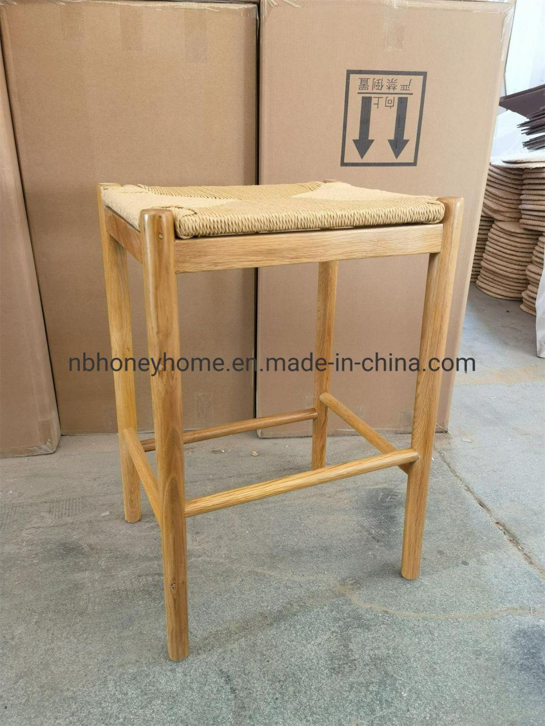Oak Frame Paper Seating Wishbone Stool