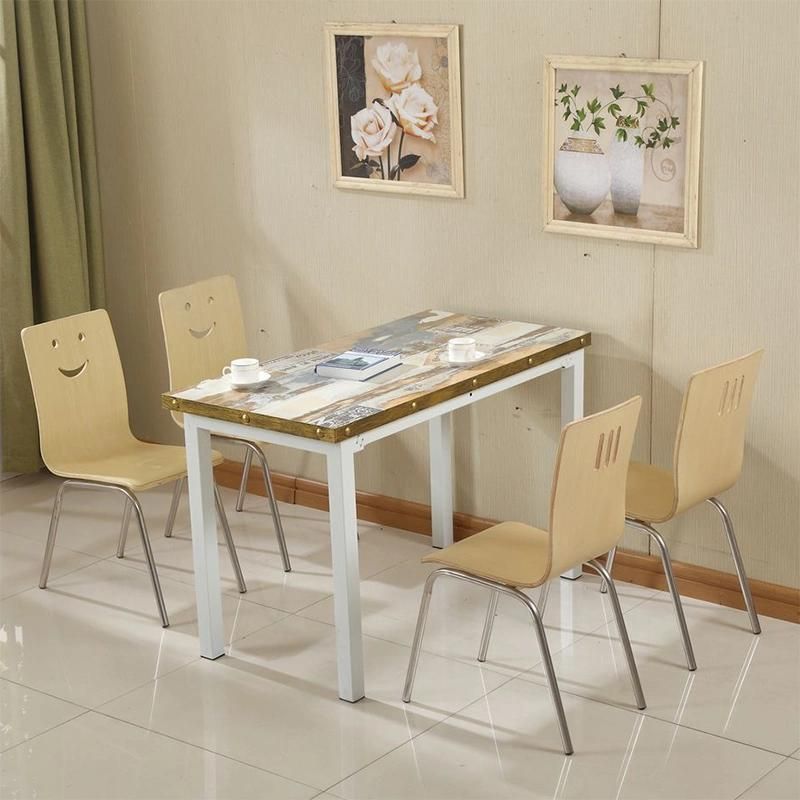 Dining Room Furniture Wooden Top Metal Frame Dining Kitchen Table