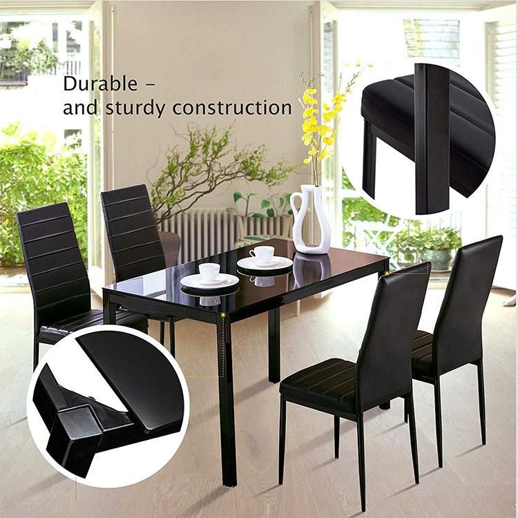 Nordic Wholesale Modern Hot Simple Style High Strength Glass Black Dining Table