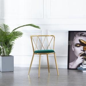 Modern and Noble Velvet Cushion Breathable Backrest Golden Leg Restaurant Outdoor Dining Chair