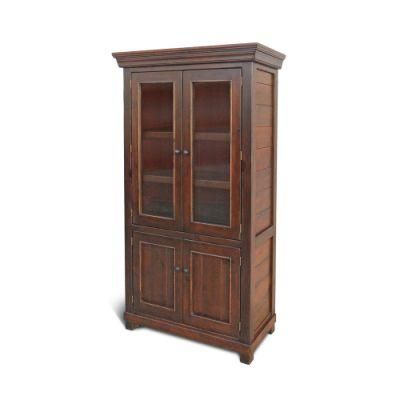 Kvj-Ca01 Colonial Recycled Pine Wood Cabinet with Glass Door
