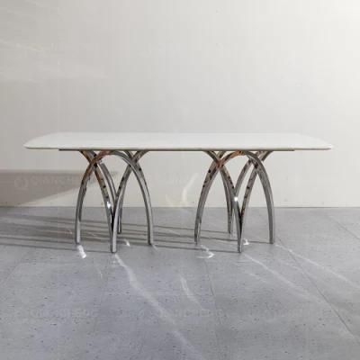 Hotel Luxury Home Furniture Silver Legs Dining Room Furniture Table