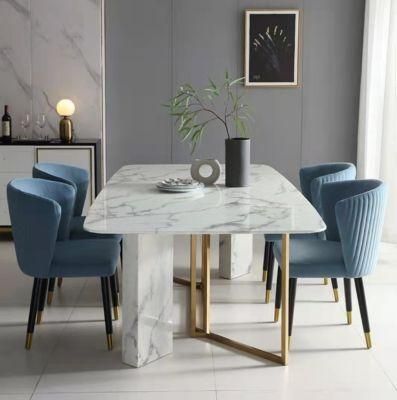 Modern Dining Table Stainless Steel Dining Table with Marble