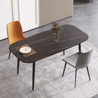 Italian Minimalist Rock Board Dining Table and Chair Combination Nordic Home Small Apartment Table Modern Minimalist Light