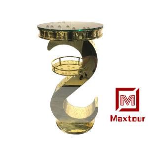 S Shape Gold Stainless Steel Base High Bar Table Furniture