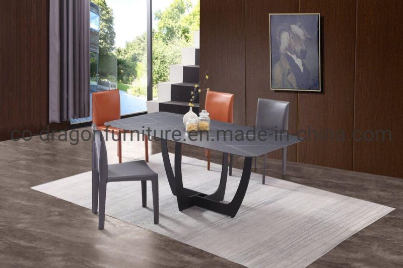 Home Furniture 6 Seats Dining Table with Rock Plate Top