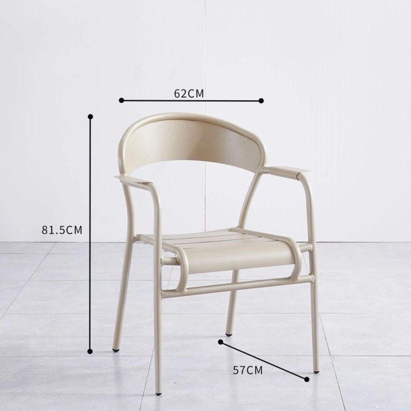 Popular Aluminum Frame Stacking Metal Dining Armchair