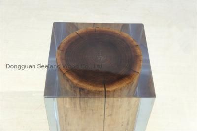 Custom Walnut Wood Working River Resin Stump/Stool for Luxury Furniture