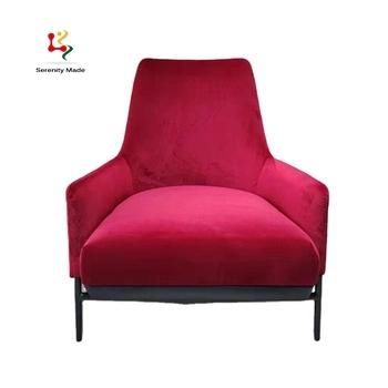 Modern Fashion Red Velvet Arm Chair Unique Lounge Sofa Chair