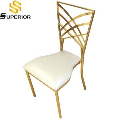 Hotel Modern Wedding Gold Color Chair with Back Flower