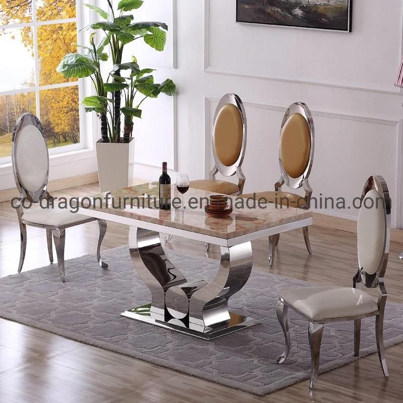 Fancy Gold Stainless Steel Leather Dining Chair for Home Furniture