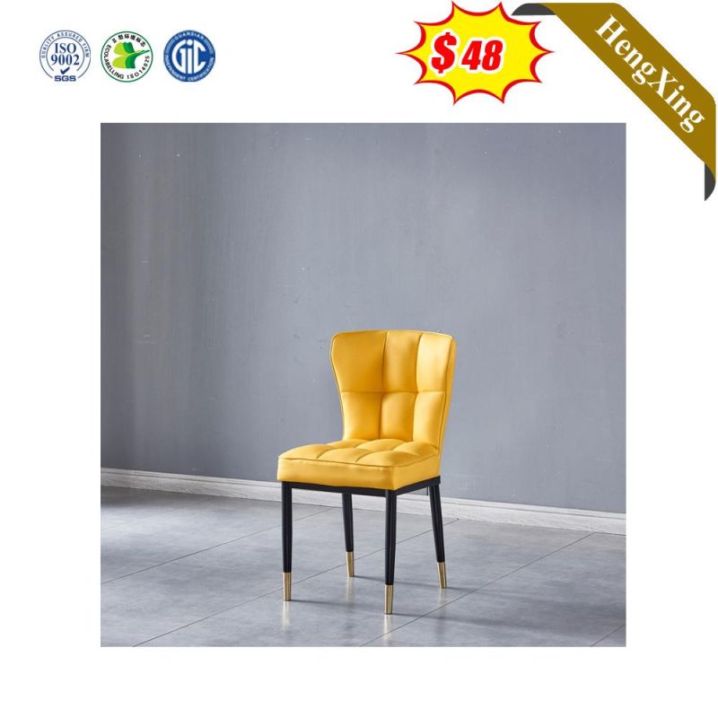 High Quality Minimalist Luxury Style Leather Hotel Restaurant Dining Chair in Metal Legs