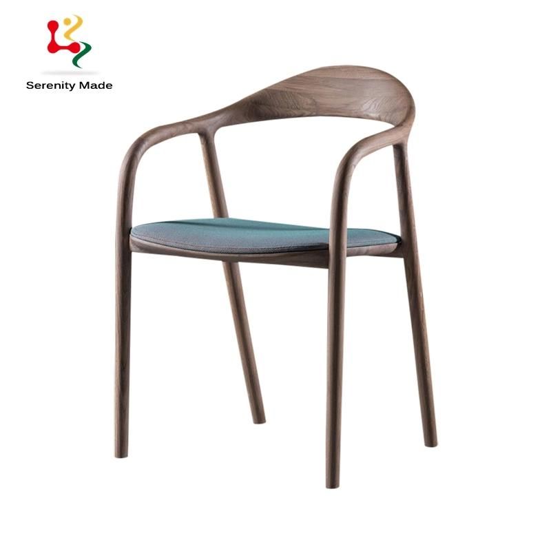 Chineses Cafe Furniture Walnut Wood Dining Chair with Seat Pad