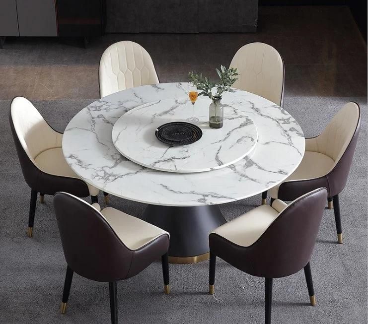 Modern Light Luxury White Double Marble Dining Table
