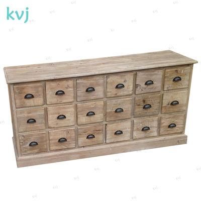 Kvj-7301 Antique Rustic 18 Drawers Pharmacy Reclaimed Fir Cabinet