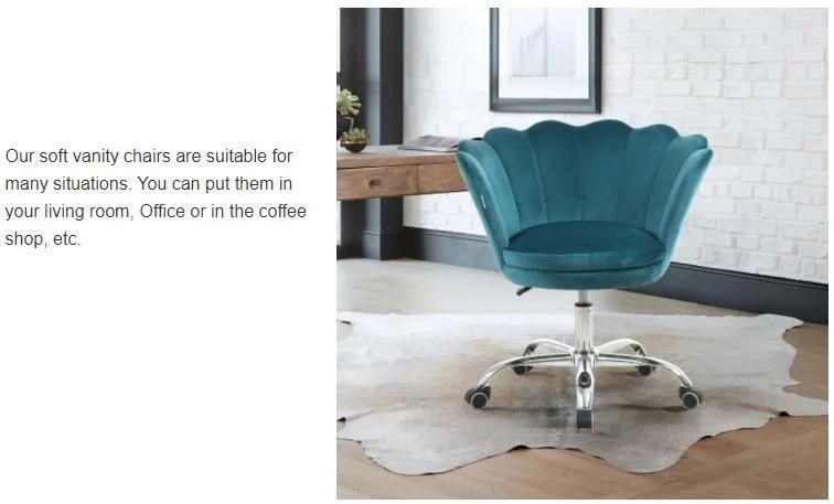 Design Velvet Home Office Adjustable Swivel Rolling Chair with Wheels