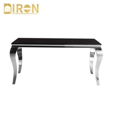 Hot Sale Modern Stainless Steel Home Furniture Glass Rustic Dining Table