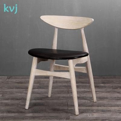 Kvj-7035-2 Washwhite Moonback Solid Wood PU Seat Dining Chair