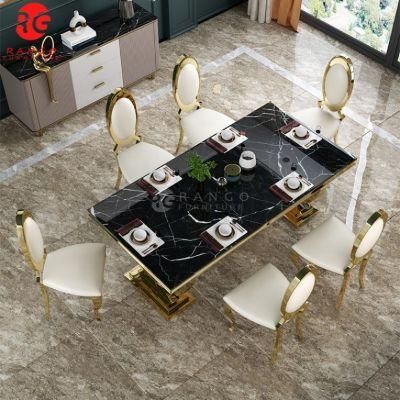 Marble Tables De Restaurant Dining Table Set Modern Comedores 8 Seater Dining Room Sets with Dining Chairs