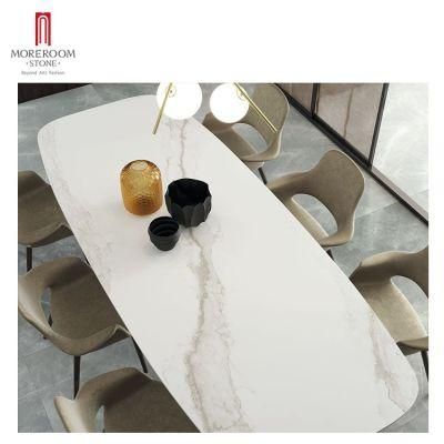 The White Marble Porcelain Big Size Sintered Stone Furniture Dining Room Dinner Table