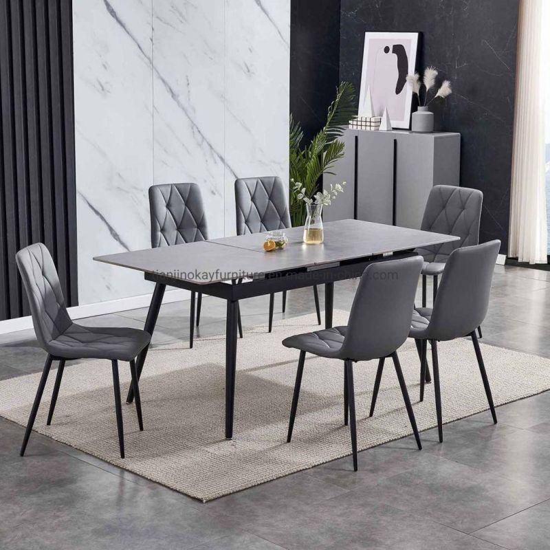 Modern Furniture Slate Ceramic Table Luxury Folding Extendable Dining Table Sets Sintered Stone Ceramic Italia White Marble Dining Table and Chair Sets