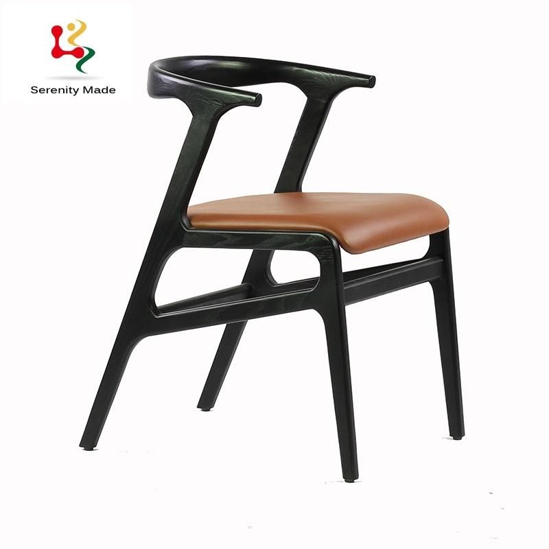 High Class Custom Restaurant Leather or Fabric Material for Seating Option Timber Teak Wood Dining Chair