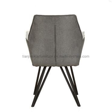 European Style Luxury Arm Chair Soft Fabric Powder Coating Metal Arch Leg Dining Chair