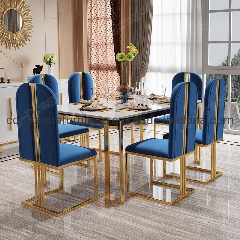 High Quality Stainless Steel Artificial Marble Hotel Dining Table