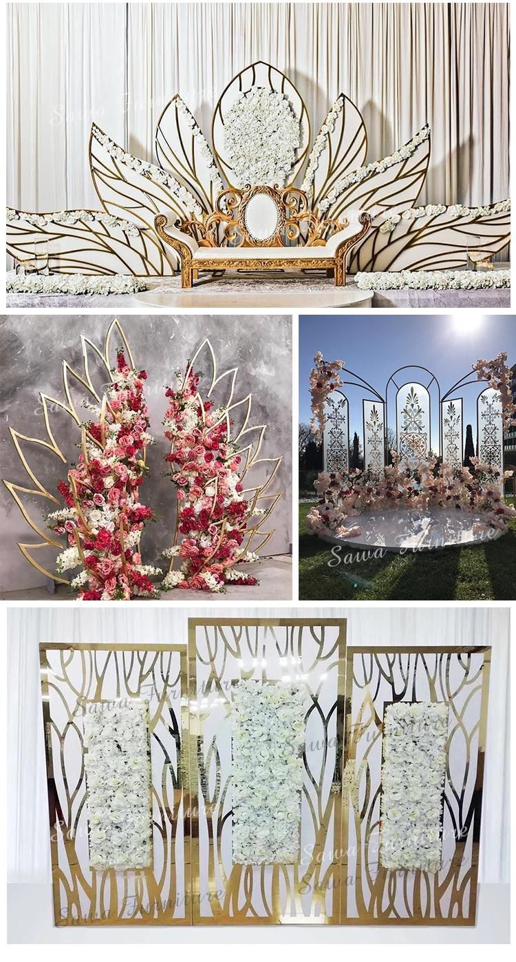Luxury Golden Monet Acrylic Flower Wedding Backdrop for Event Decoration