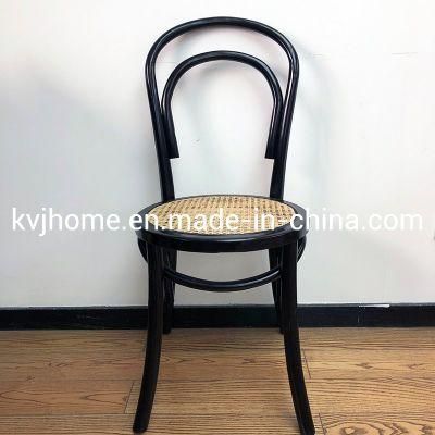 Kvj-6049b Black Beech Wood Bentwood Thonet Chair Whith Rattan Seat